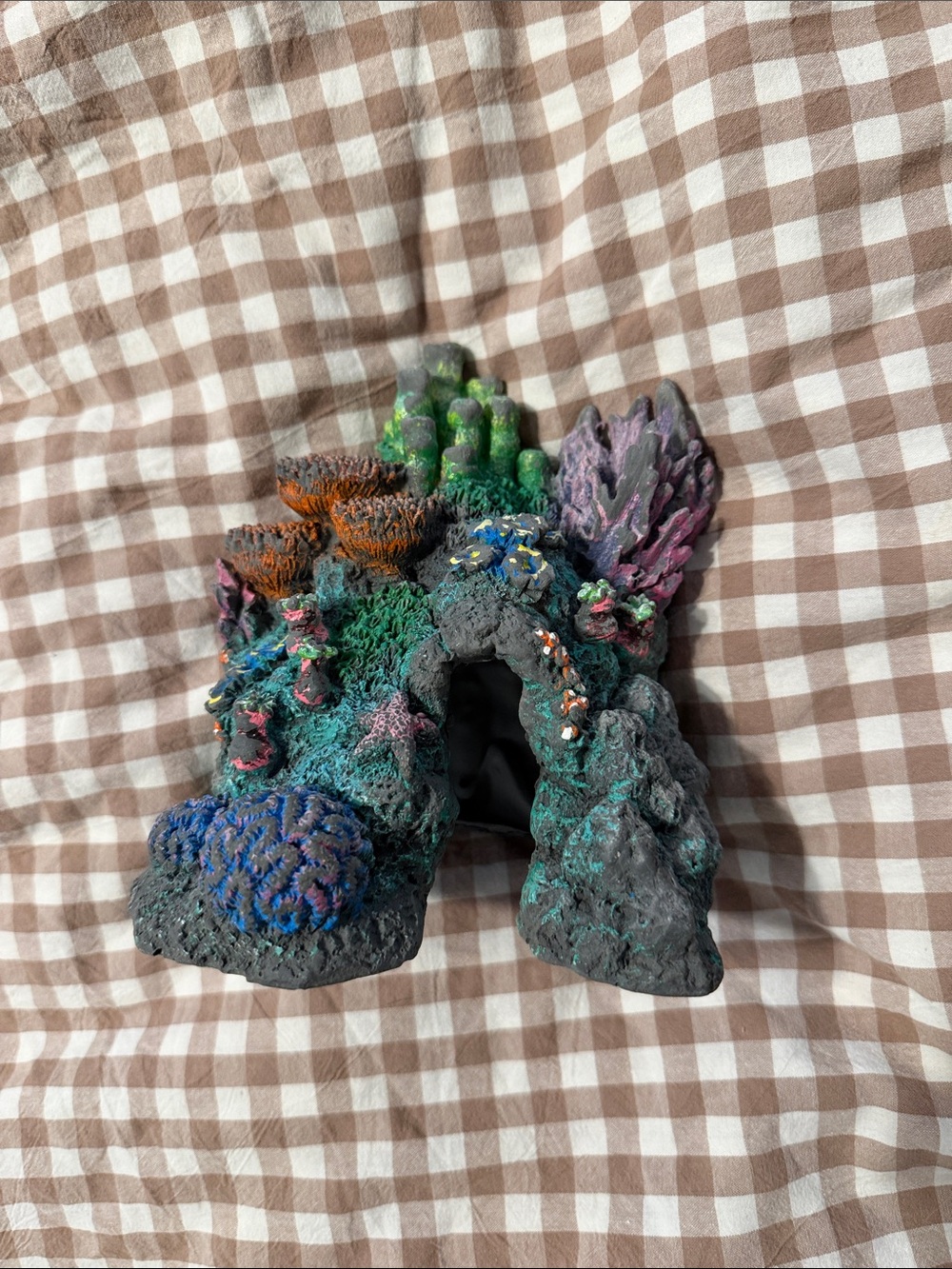 Colorful Coral Reef Aquarium Ornament - Vibrant Blue, Green & Purple